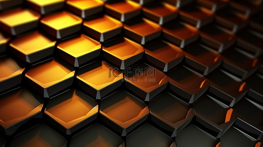 科技块状背景背景图片_带有六边形抽象蜂窝墙的简单而强大的技术背景的 3D 插图