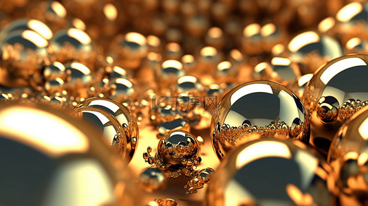 黄金商圈背景图片_3D 渲染中闪闪发光的金色球体