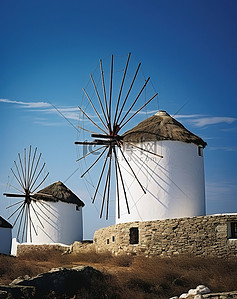 风车背景图片_米科内斯的风车