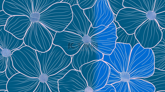 蓝色平铺简约纹理小花的背景图20