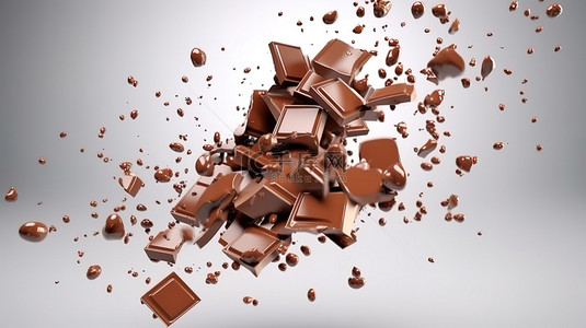 层叠巧克力块的 3d 插图
