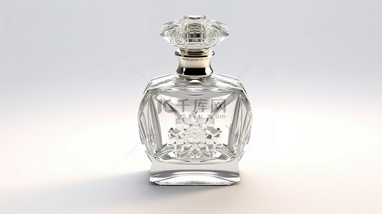白色背景上香水瓶的 3d 渲染