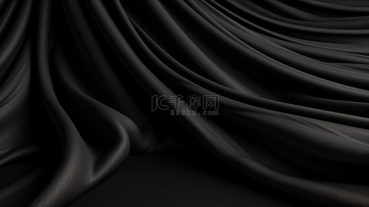 3D 渲染黑色织物背景，具有充足的复制空间