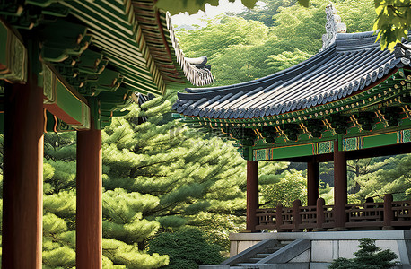 南宗门宝塔的传统日本或传统韩国花园