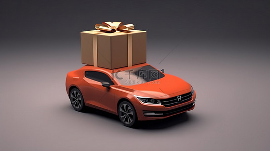 汽车镜子背景图片_SUV 轿跑车礼盒的概念 3D 渲染