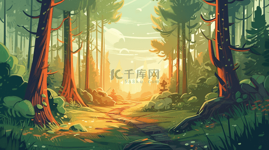 大森林背景图片_阳光树林游戏背景