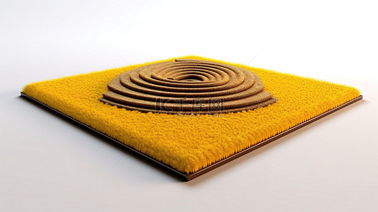 软地毯内部元素 3D 渲染为白色棕色黄色