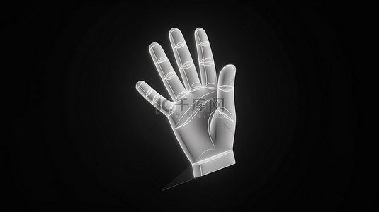 残疾人手语背景图片_具有 3D 渲染功能的单色轮廓手语图标，以实现可访问性