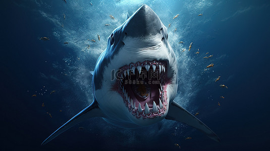 钓鱼背景图片_激烈的鲨鱼 3d 渲染