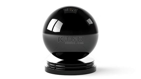台球对阵背景图片_3D 渲染的黑色魔法球，在白色背景下带有空白预测，适合您的设计