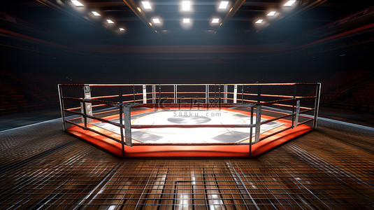 高分辨率拳击场的 3D 渲染