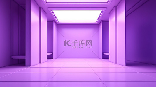 空白紫色显示屏的 3d 渲染