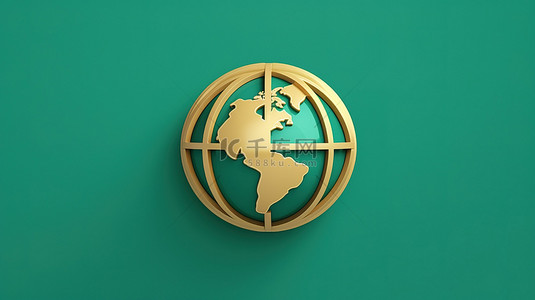 设计渲染图背景图片_亚洲的标志性代表与全球设计福图纳金球亚洲符号在潮水绿色背景下