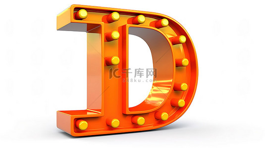 字符 d 独立站在白色背景上的 3d 插图