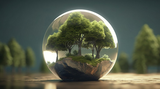 3D 渲染中环境和生态概念的插图