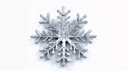 白色3d雪花背景图片_纯白色背景上雪花的孤立 3D 插图