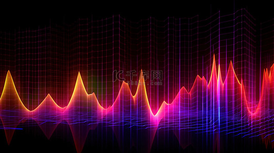 音谱背景背景图片_3d 心波均衡器脉冲抽象背景的插图