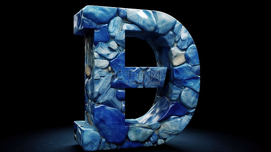 蓝色字母p背景图片_3d 渲染的大写 p 大理石，蓝色色调放置在石头背景上