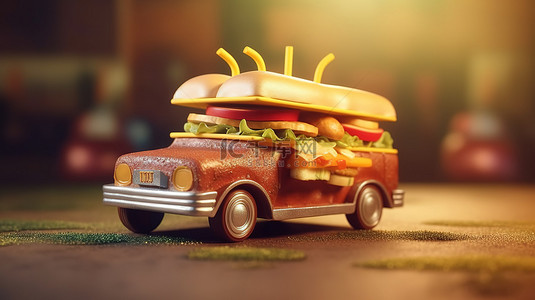 交付的汉堡包的 3d 渲染