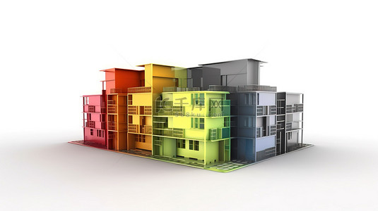 大楼概念图背景图片_房屋部分 3D 渲染的概念图