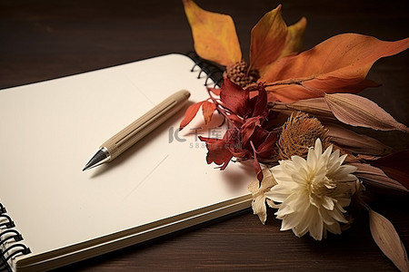 秋天的日记叶子铅笔花和叶子