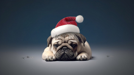 节日犬圣诞主题 3d 渲染