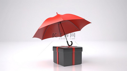 .包裹背景图片_红伞和包裹的 3d 渲染，没有运输隔离