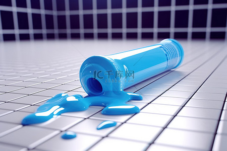 拼多多牙膏主图背景图片_瓷砖地板上的蓝色牙膏管