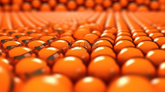 艺术封面背景图片_以橙色渲染的水平 3D 球体，用于您设计的抽象背景