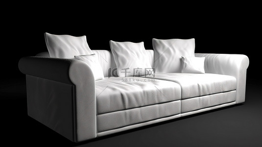 家居清背景图片_逼真的 3D 渲染中的舒适白色沙发