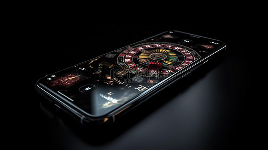 手机淘宝移动端背景图片_黑色背景和手机屏幕可用空间的在线赌场赌博的 3D 渲染