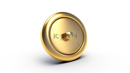 金色按钮背景图片_金色按钮之战的孤立 3D 插图