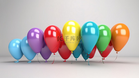 时装商店背景图片_3d 插图中的彩色第 19 彩虹气球非常适合灰色背景下的儿童商店销售