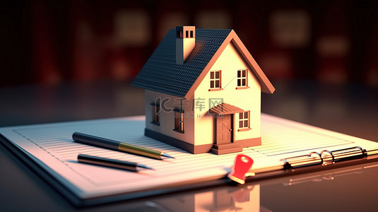 房屋图标和决策通过 3D 渲染评估房地产参数