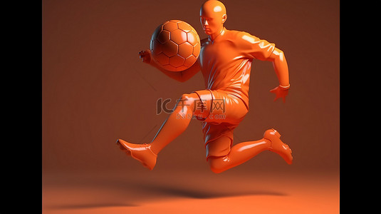 3d 渲染足球世界杯塑料足球运动员摆动腿踢球