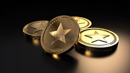 优质奖章背景图片_带有星形图标和 3d 金币的优质质量保证标签