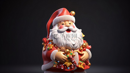 平安夜设计背景图片_节日 3D 圣诞老人设计与装饰口音