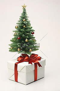 一棵小圣诞树和礼品盒