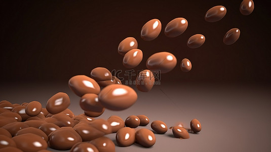 可可豆背景图片_空中巧克力豆糖令人垂涎欲滴
