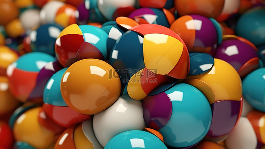 彩色 3D 几何球体或气球的背景