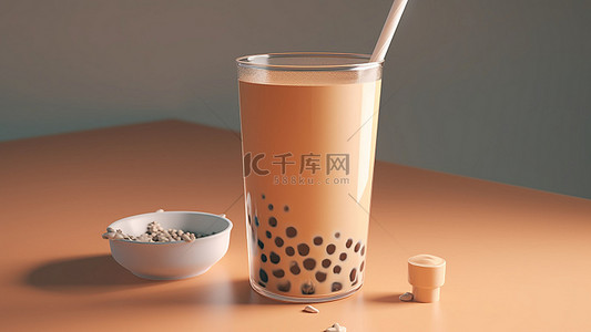 清凉水果夏日背景图片_奶茶饮料饮品玻璃杯