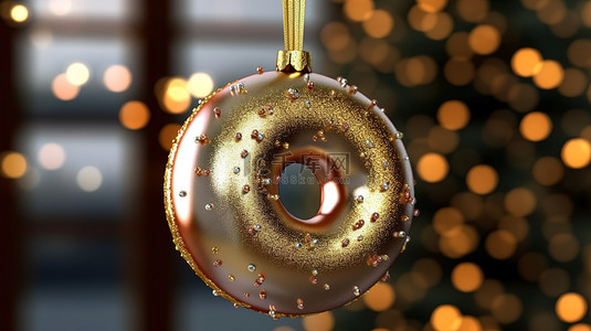 食品活动背景图片_圣诞节和新年庆祝活动的节日甜甜圈摆设装饰 3d 渲染