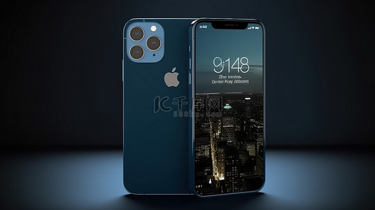 品牌手机样机背景图片_正面和背面蓝色手机样机的复杂 3D 渲染