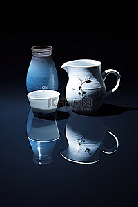 茶杯玻璃背景图片_茶杯和水罐