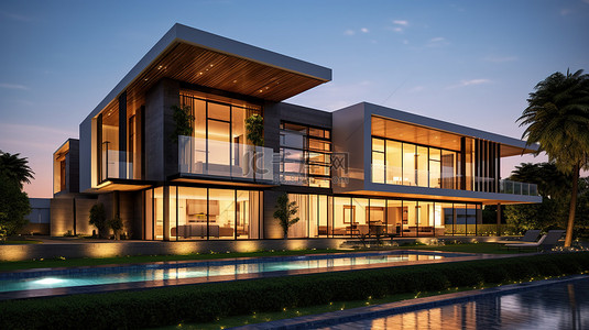 一睹未来完美的迪拜现代住宅 3D 模型，建筑风格华丽