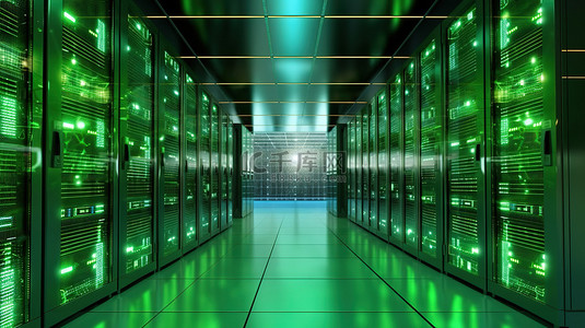 3D 渲染数据服务器和网络设备封装在 ISP 或数据中心服务器机房内的玻璃罩中