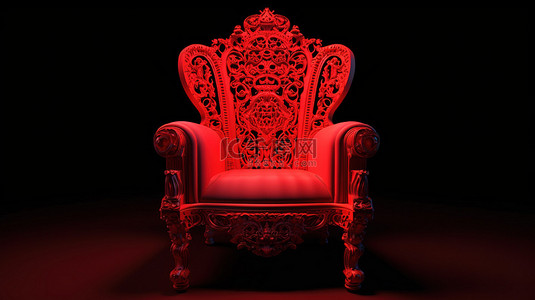 红色帝王椅在匹配的红色上以惊人的 3D 渲染呈现