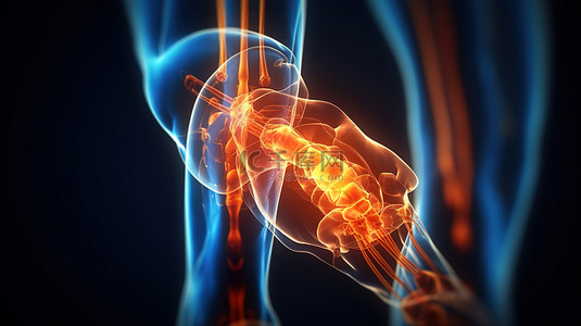 骨骼背景图片_膝盖扭伤或疼痛引起的不适的 3D 插图