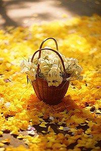 秋天的篮子里装满了鲜花