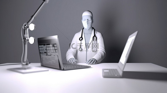 教育手机背景图片_与 3D 在线医生进行虚拟健康咨询的插图